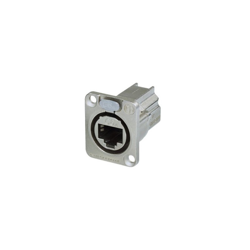Neutrik E8 FDX-P6 - CAT6A Chassis Connector, Shielded and Nickel-Plated, D-Shaped